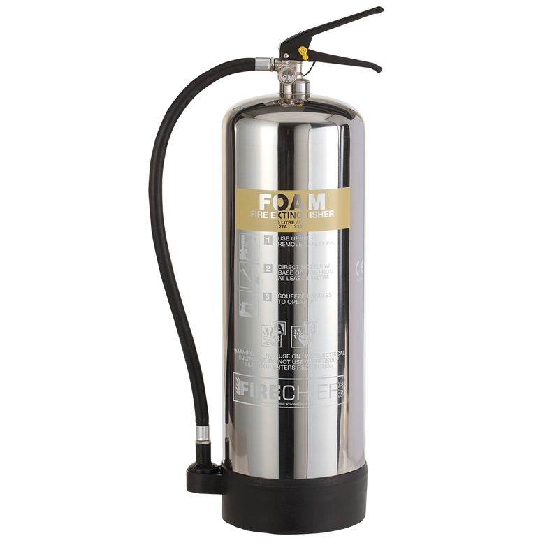 Firechief Elite 9 litre Polished Foam Fire Extinguisher