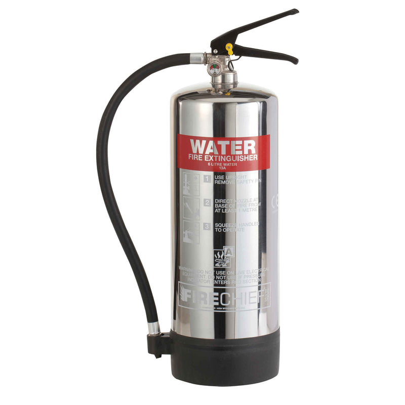 Firechief Elite 6 litre Polished Water Fire Extinguisher