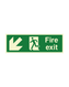 Fire Exit Arrow Down Left Sign 300 x 100 Photoluminescent